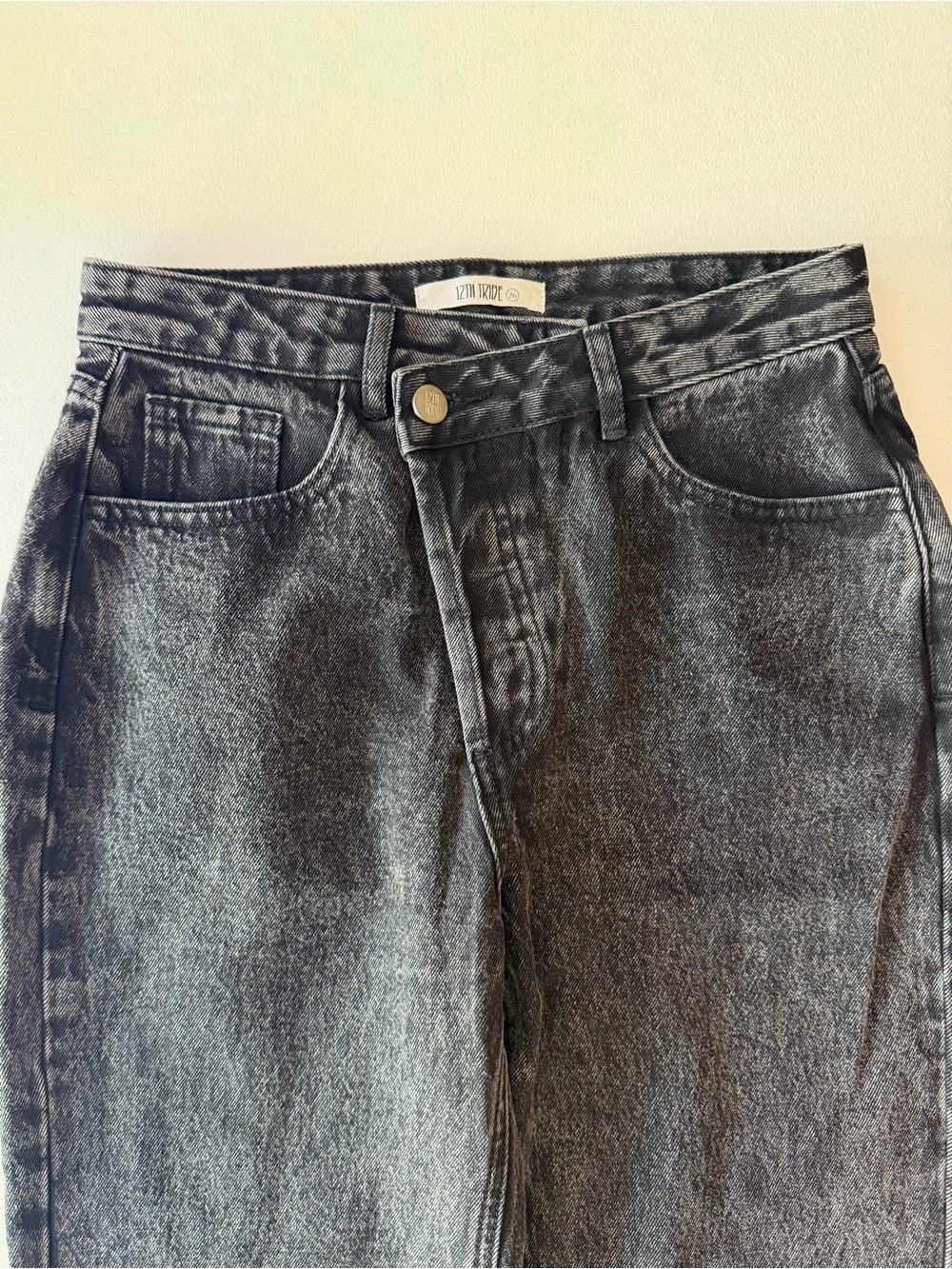 12th Tribe High-Waist Black Acid Wash Jeans - Picture 5 of 10